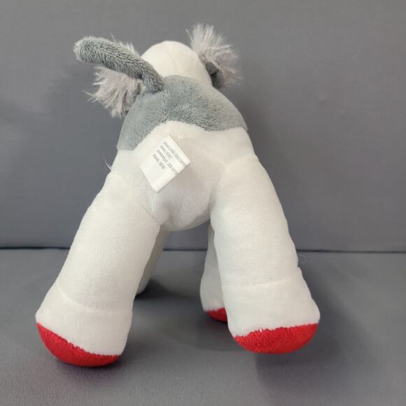 Puppy Dog Plush Toy White Gray Red Nose Soft Lovey by Oriental Trading Co. 8" - Picture 5 of 11